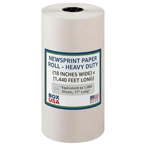 Image of Box USA Packing Paper Roll 18 inch x 1400ft (1,000 Sheets 17 inch Equivalent) - Newsprint Paper for Shipping, Storage and Moving Supplies, White
