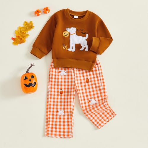 Halloween Baby Clothes Toddler Girl Pumpkin Outfits Pullover Shirt Sweatshirt Plaid Pants Christmas Clothes3