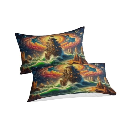 Housse de couette fermeture éclair cachée motif phare 3D douce