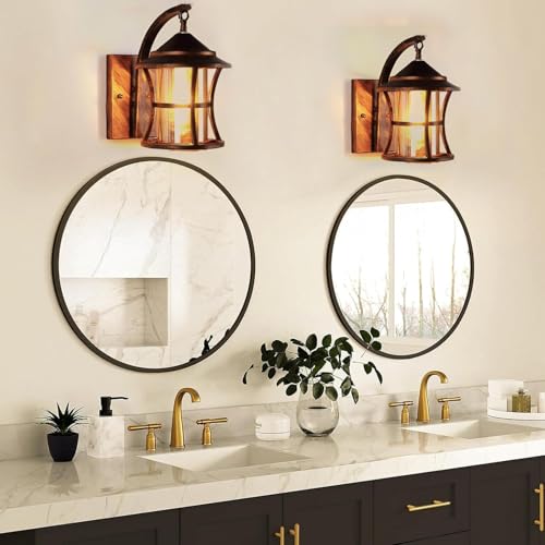 SINOMAN Antique Copper Elegant Swing Arm Wall Light with Glass Shade Metal Lighting Fixture Decorative Wall Lamp Perfect for Living Room, Bedroom, Hallway (Without Bulb)