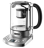 BOB HOME Teekochautomat TEATIME - automatischer Tee- und Wasserkocher, 2200 Watt, Timer, Temperatur- und Ziehzeitenregelung, Warmhaltefunktion, Edelstahlsieb, 1,7 Liter Wasserkocher, 1 Liter Teekocher