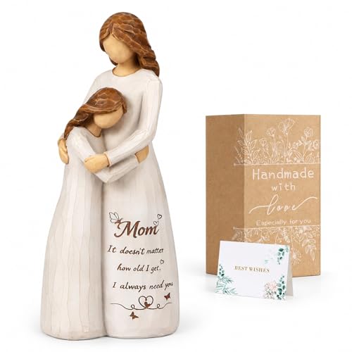 Hosetim Mom Birthday Gifts from Daughter 6.5 Sculpted Hand-Painted Resin Mother Daughter Figurine Home Decor for Mothers Day Christmas Birthday Gifts for Mom