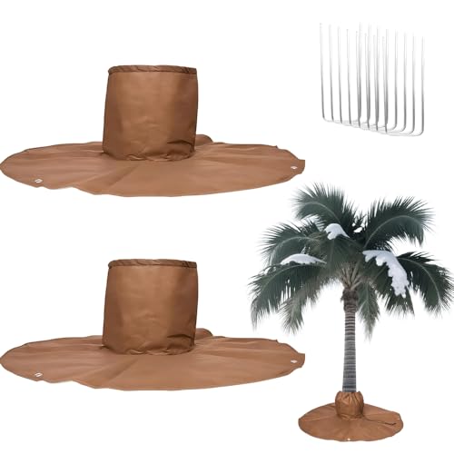 Protección de Plantas de Invierno de Raíces, 2 Piezas Protección Invernal para Raíces de Palmeras, Cubre Plantas Inviernocubierta para Plantas y Árboles de Hasta 30cm de Diámetro, Ø 100cm Marrón