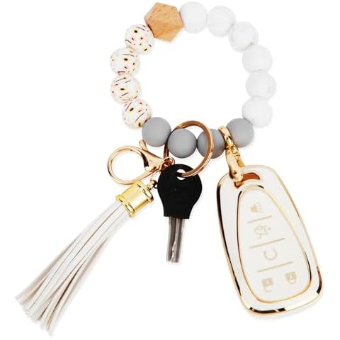 QfungYe for Chevy Wristlet key fob cover,Soft TPU key Shell, fit Chevy Malibu Blazer Camaro Cruze Sonic Volt Equinox Spark Remote Key Vehicle Accessories Cover