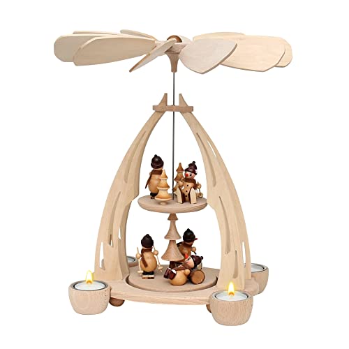 Dekohelden24 Pirámide de Mesa Figuras, Aprox. 35 cm, Madera, diseño de muñecos de Nieve