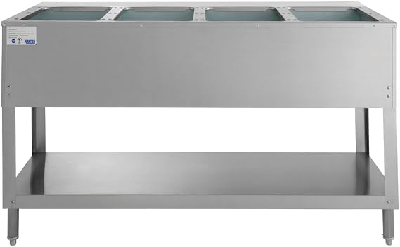 Kratos Commercial Electric Steam Table / Hot Food Table, Four Pan Open Well Stainless Steel Steam Table with Undershelf and Cutting Board, Electric Food Warmer, 120V, 2000W (28W-111)