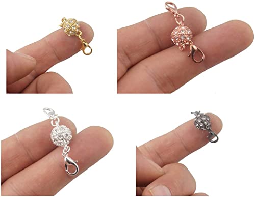 Mahavimoksa 1 Box 8Pcs Mixed 4 Colors Rhinestone Ball Shape Magnetic Connector Clasp For Diy Craft Jewelry Bracelet Necklace #TOP6