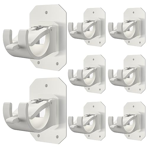 8PCS Upgraded Curtain Rods No Drilling,No Drill Curtain Rod Bracket Self Adhesive Curtain Rod Holders Nail Free Adjustable Curtain Rod Hooks Curtain Hangers Suitable for 0.78 ~ 1.57inch Curtain Rod