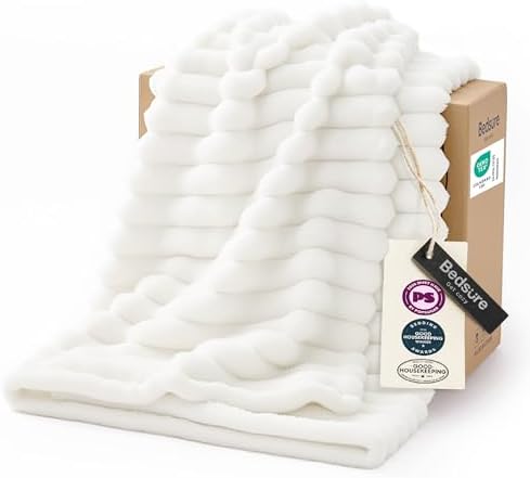 Bedsure Soft Cozy Throw Blanket for Couch Decor Gift Off White 50...