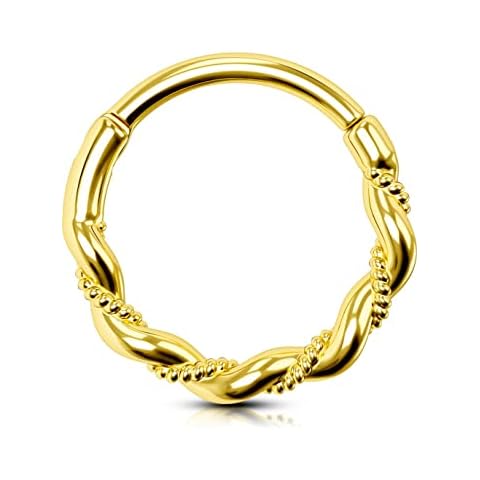 OUFER 16G Daith Piercing Jewlery, 316l Surgical Steel Helix Piercing Jewelry, Daith Earrings, Helix Hoop Earrings for Women, Conch Rook Septum Piercing Jewelry-Gold Cover