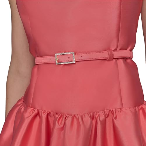 Image of Karl Lagerfeld Women's Sleeveless Boat Neck Drop Waist Belted Midi Dress