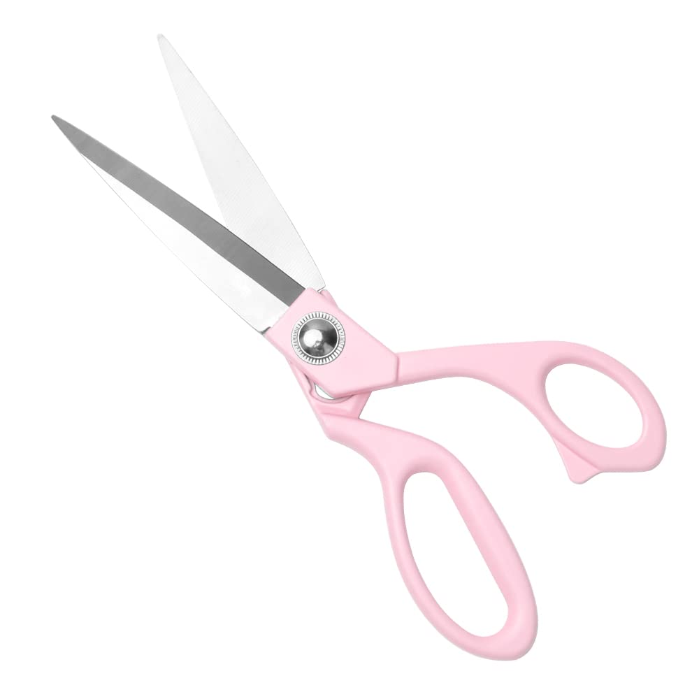 8 Inch Pink Sewing Tailor Scissors Macaron Color Craft Fabric Scissors Heavy Duty Stainless Steel Professional Shears for Dressmaker Designer Fabrics Leather Paper Cutting Tool