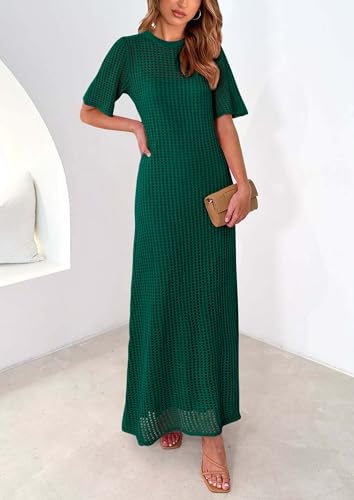 Image of PRETTYGARDEN Womens Eyelet Crochet Maxi 2 Piece Dress Sets