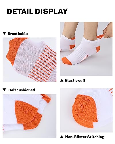 HASMES 12 Pairs Boys Girls Athletic Ankle Socks Kids 6-8 8-10 10-12 Years Old Cotton Half Cushion Low Cut Socks2