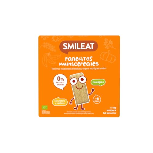 Smileat - Panecitos Multicereales - Snack para Peques +8 Meses - Ecológicos y Sin Gluten - Sin Azúcar Añadido - Ideal para Meriendas - 60g