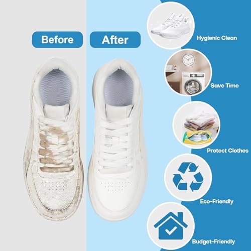 Image of Shoe Washing Machine Bag Laundry Shoes Bag for Washer and Dryer Reusable and Durable Zipper Plush Washing Machine Bags for Sneakers, Running Shoes, Sock and Toys