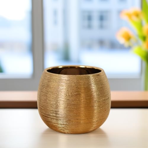 Pot de fleurs en céramique anti déformation contenant robuste or pour succulentes durables