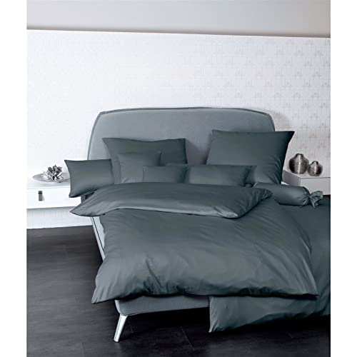 Bettwäsche JANINE Colors 31001 in Gr 135x200 155x220 oder 200x200 cm 100% Baumwolle Gr B L 135 cm x 200 cm (1 St) B L 80 cm x 80 cm (1 St) Mako-Satin grau (anthrazit) Bettwäsche 135x200 cm feinfädige uni für alle Jahreszeiten Markenreißverschluss