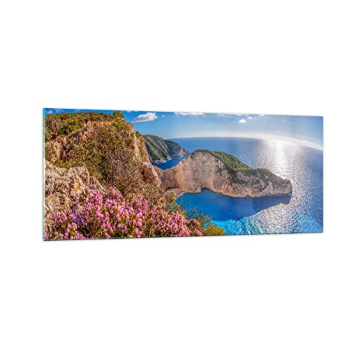 Vidrios decorativos 100x40cm Cuadro Sobre Vidrio Moderno mar verano flor Grande Dormitorio Cocina Cuadros Pared Impresiones Decoracion Salon Impresión en Cristal Wall Art Prints Decor GAB100x40-3741