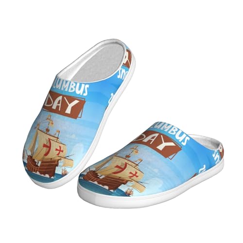 Happy Columbus Day Adult Cotton Slippers For Women Men2