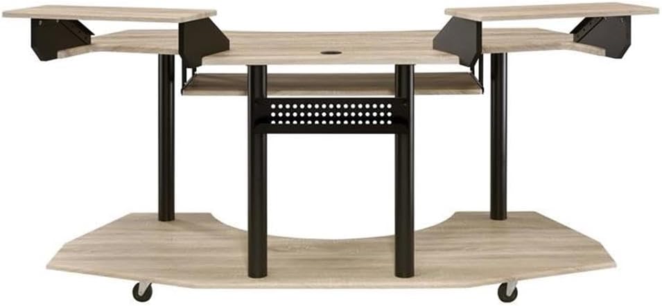 Acme Eleazar Wooden 3-Shelf Music Recording Studio Desk in Natural Oak