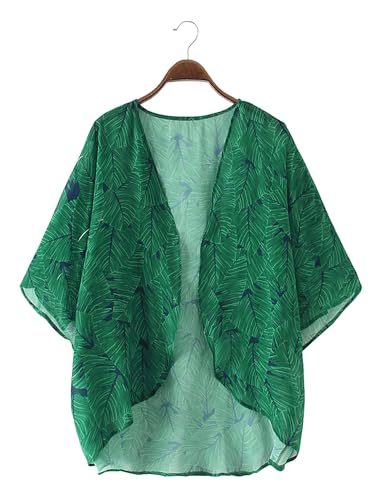 Image of Chunoy Women Floral Beach Wear Cover Up Chiffon Kimono Cardigan Open Front Blouse Top