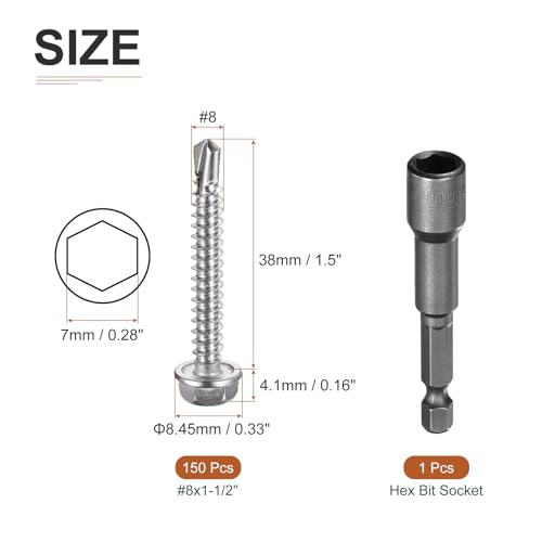 Juego de 150 Tornillos Autorroscantes Hexagonal 1.5 pulg miniatura 2