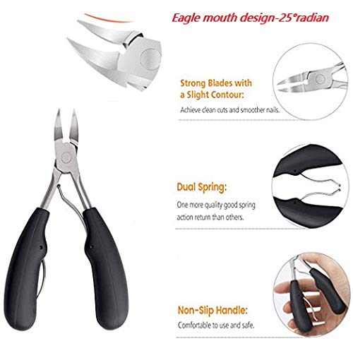 Miniatura 2 de Juego de cortaúñas, 4 unidades, cortaúñas para uñas gruesas, fúngicas o encarnadas con mango suave más ligero