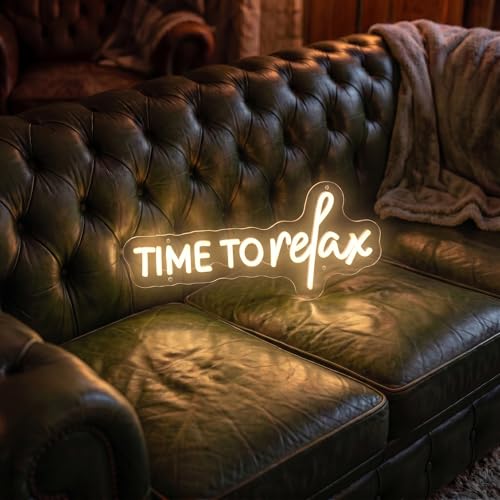 Image of TIME To relax Warm White Neon Sign for Wall Decor Led Neon Lights for Wedding Party Beauty Salon Gym Store Game Room Decorations