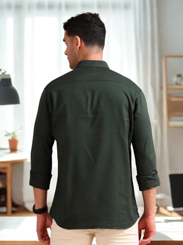 Image of COOL COLORS Men's Solid Slim Fit Casual Shirt | Breathable Soft Fabric | Spread Collar | Stylish Modern Comfort | Office, Party, Weekend Essential