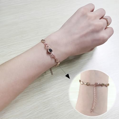 Image of 100 Different Languages I Love You Bracelets Love Heart Link Chain Bracelets Romantic Valentines Day Gifts for Women