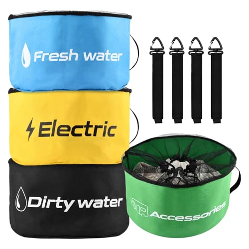 Image of RV Sewer Hose Storage 4 Packs, Waterproof Rv Storage and Organization with 4 Straps for Garden Fresh Water Hoses Electrical Cords Camper Tools
