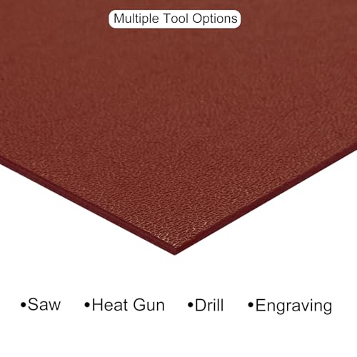 Image of ABS Plastic Sheet 12 x 12 Inch,Flexible Plastic Sheets 1 /16 Inch Thick Thermoplastic Sheet with Leather Texture Wine Red for DIY Crafts Decors 1Pcs