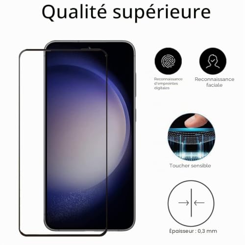 Compatible Samsung Galaxy S23 5G Coque Résistante Transparente et 2 Films protections écran verre trempé [Novago] - vue 6