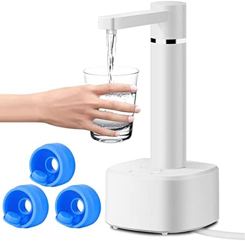 Desktop Water Dispenser for 5 Gallon Bottle, Electric Water Pump Portable USB Charging with 3 Water Jug Cap for Home, Office, Outdoor, 5 Gallon Water Dispenser