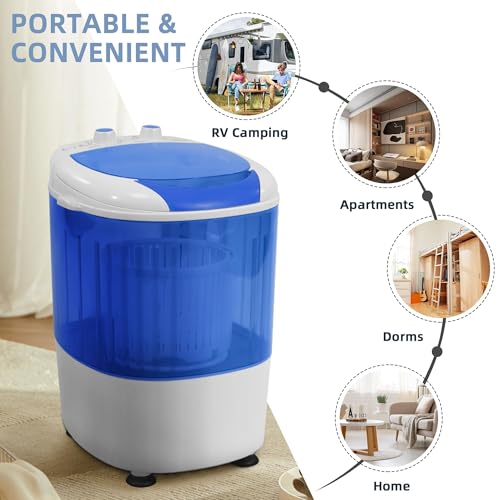 Image of Elevon Mini Spin Dryer Portable Washing Machine, Compact Laundry for Home, Apartment, RV, Blue