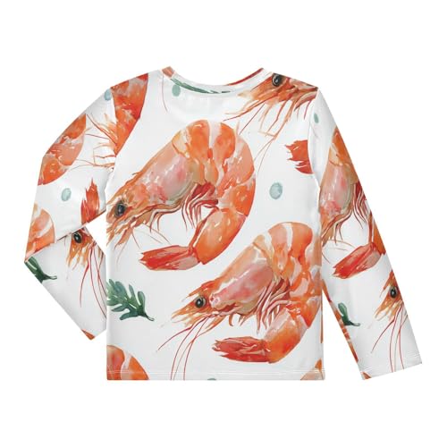 Watercolor Shrimp Pattern Lobster Boys Rash Guard Long Sleeve UPF 50+ Boys Swim Shirt Quick Dry Shirt for 3-12 Years2