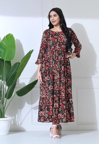 Image of Amazon Brand - Tavasya Women Long Maternity Kurta | Feeding Kurti | Comfort Maxi Dress