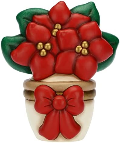 THUN – Natale 2022 – Soprammobile Vasetto con Stella di Natale in Ceramica Decorata a Mano, Versione Maxi – Idea Regalo Natale 2022-16.8×11.2×20 cm h