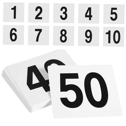 Ciieeo 50pcs Reusable Plastic Number Cards Table Sign Tags for Events Weddings Restaurants and More Easy to Clean Wide Application Number Display