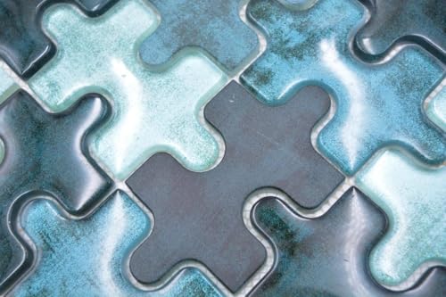 Mosaïque en verre puzzle vert pour crédence et douche - 3