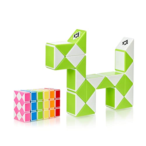 Cubidi® Magic Snake - Fidget Toy For Kids - Perfect Travel Toys For Kids Ages 4-8 - Great Gift For Boys And Girls Birthday, Christmas, Stocking Stuffers - 24 Blocks (Green) #TOP1