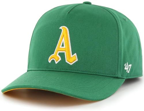 47 MLB Grand Slam Cooperstown Team Color Adjustable Snapback Structured Hat, Adult One Size Fits All - Oakland Athletics, Oakland Athletics Green