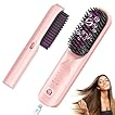 Bopcal Cordless Hair Straightener Brush - Portable Hair Straightening Brush for Travel - 300M Negative Ions for Frizz-Free Shine, Touch Up On-The-Go, Fast Heating, Gift for Women, 10,000mAh