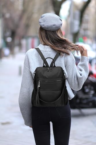 Image of Uromee Travel Backpack Purse for Women Nylon Ladies Fashion Tassel Shoulder Bag Convertible