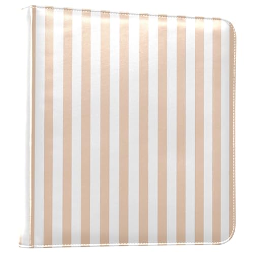 Álbum de Fotos Auto adhesivo DIY Scrapbook Beige Neutro con Rayas Blancas, Carpeta de 3 Anillos, 40 Páginas de 8x10 para Recuerdos miniatura 1