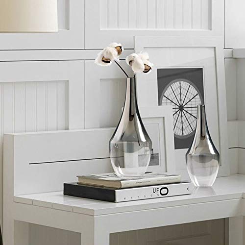 Jarrón nórdico de cristal con diseño de flores nórdicas, creativo, plateado, degradado, inserto seco, para escritorio, terrario, joyería, decoración, soporte para plantas (A)