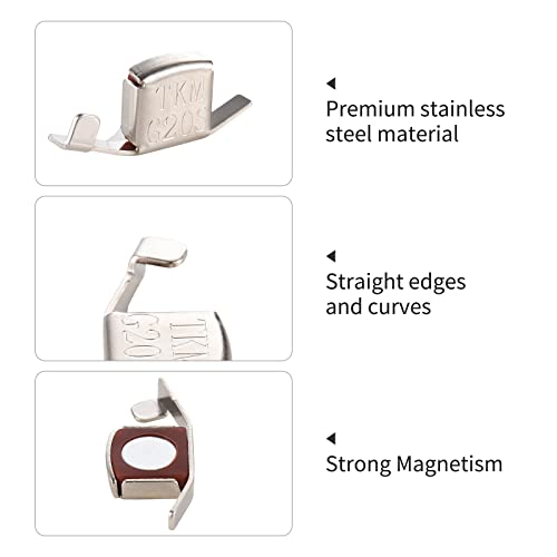 Régua de margem de costura e 2 guia de costura magnética para máquina de costura 1/8” a 2” linha ret