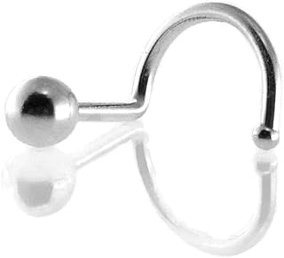 Sterling Silver Nose Stud Screw Shaped Nose Ball, Flower, Triangle Nostril Corkscrew Piercing for Women Men Handmade