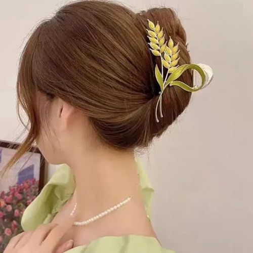 Image of Green Maize Hair Clutcher For Women | Stylish Hair Claw For Girls | Trendy Alloy Metal Clip | Premium & Fashionable Girls Hair Accessories | Suitable In Various Occasions | Pack Of 1